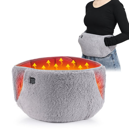 Plush Heated Waist & Stomach Belt with Hand Pockets. USB 3-Level Heating