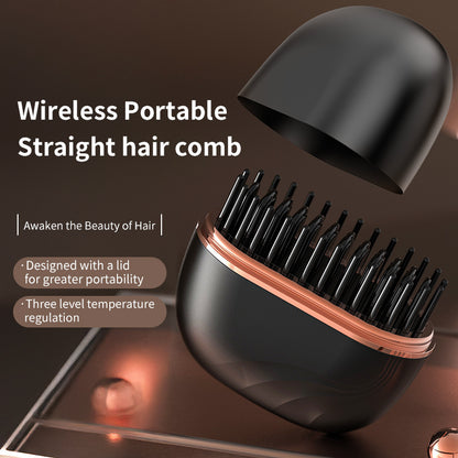 Mini Cordless Hair Straightener Comb – Portable USB Rechargeable Anti-Frizz Brush