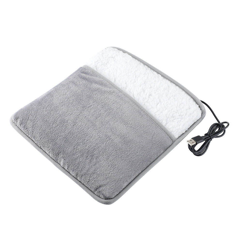 Plush USB Heated Foot Warmer Pad — Soft Flannel, 50–60°C Constant Heat