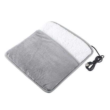 Plush USB Heated Foot Warmer Pad — Soft Flannel, 50–60°C Constant Heat