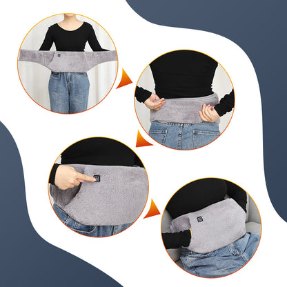 Plush Heated Waist & Stomach Belt with Hand Pockets. USB 3-Level Heating